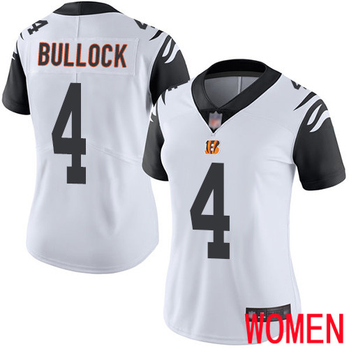 Cincinnati Bengals Limited White Women Randy Bullock Jersey NFL Footballl #4 Rush Vapor Untouchable->women nfl jersey->Women Jersey